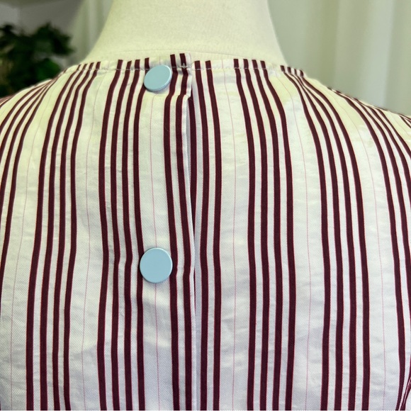 Sandro Red and White Pinstripe Structural Blouse - Picture 6 of 16